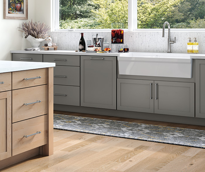 Tri-Color Kitchen, White, Grey and Wood