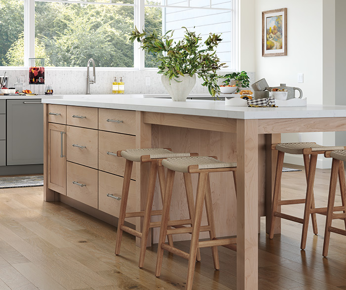 Tri-Color Kitchen, White, Grey and Wood