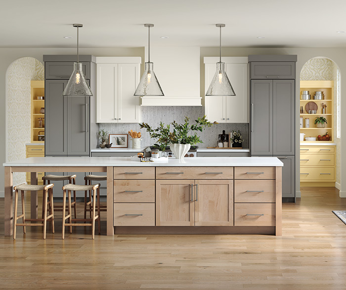 Tri-Color Kitchen, White, Grey and Wood