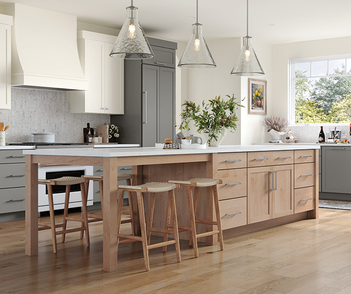 Tri-Color Kitchen, White, Grey and Wood