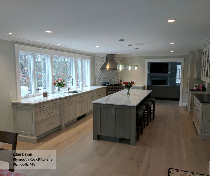 Gray kitchen with inset cabinets