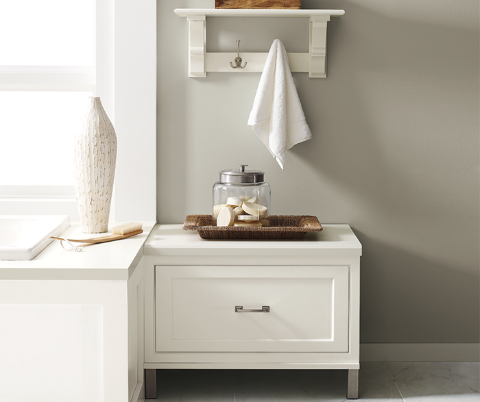 White inset bathroom cabinets by Decora Cabinetry